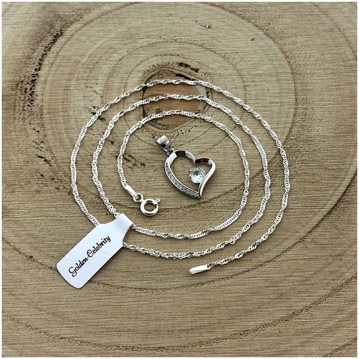 Srebrny Łańcuszek Serce Srebro 925+róża Wieczna Led Na Urodziny Dla Ko