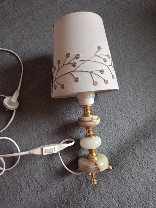 Piękna lampa onyks mosiądz metal z przełącznikiem vintage Szwecja