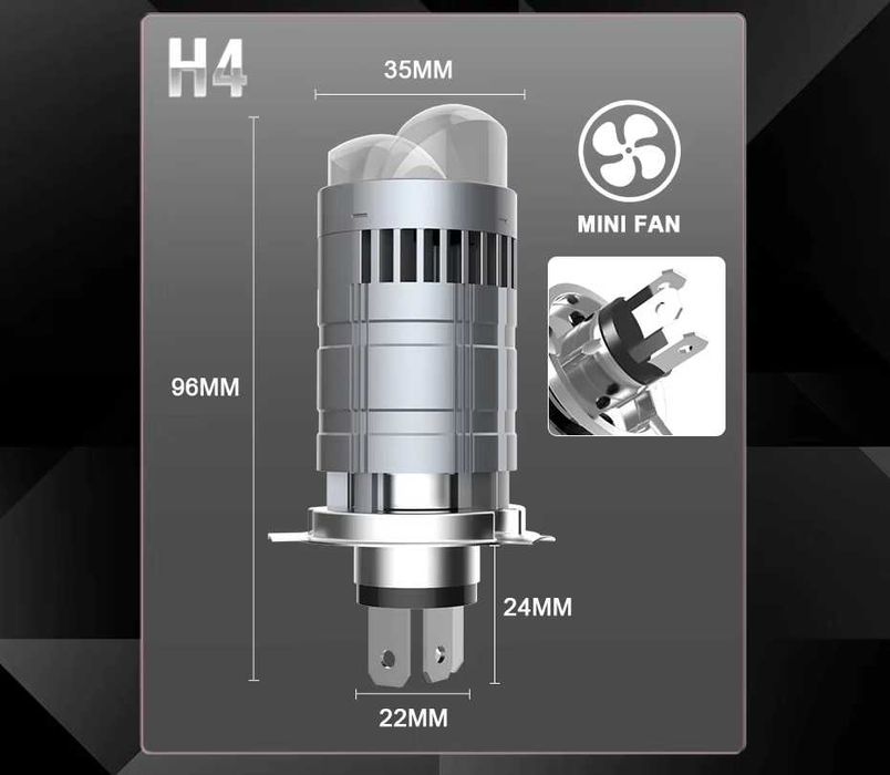 Світлодіодні Led лампи H4 mini led lens Bi-Led линзи