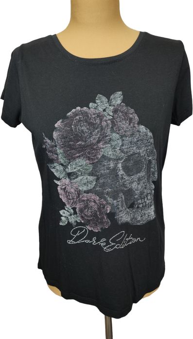 Amisu koszulka t-shirt czarny nadruk czaszka r. Xs