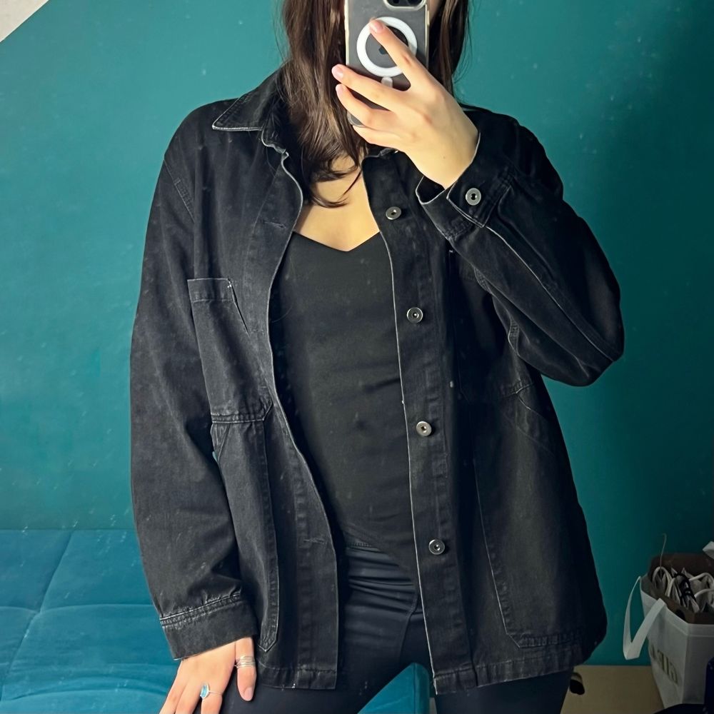 Джинсовий піджак жіночий чорний. Oversize
