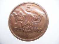 Stare monety 5 ore 1916 Szwecja