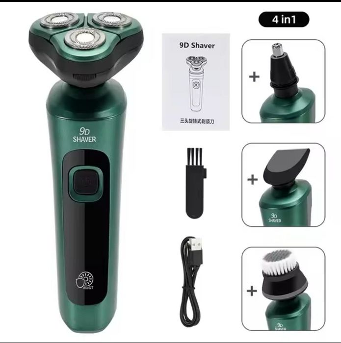 Бритва триммер  9D Shaver 4 в 1 для стрижки волос и бороды с LCD экран