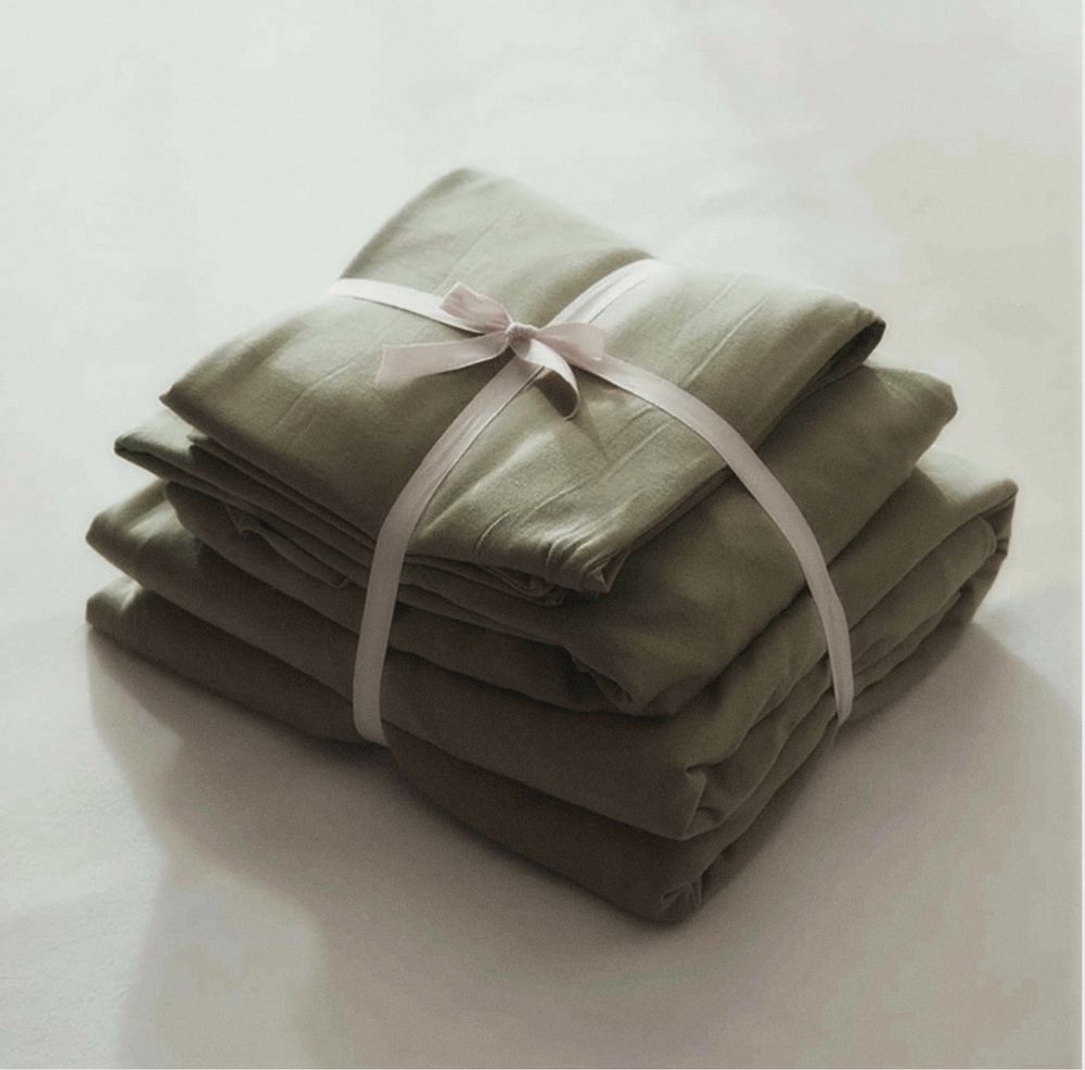 Pościel poszewka na kołdrę 200x200 jak ikea +2 poduszki khaki zielone