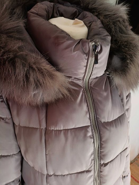 Włoska, ciepła pikowana kurtka, płaszcz z kapturem