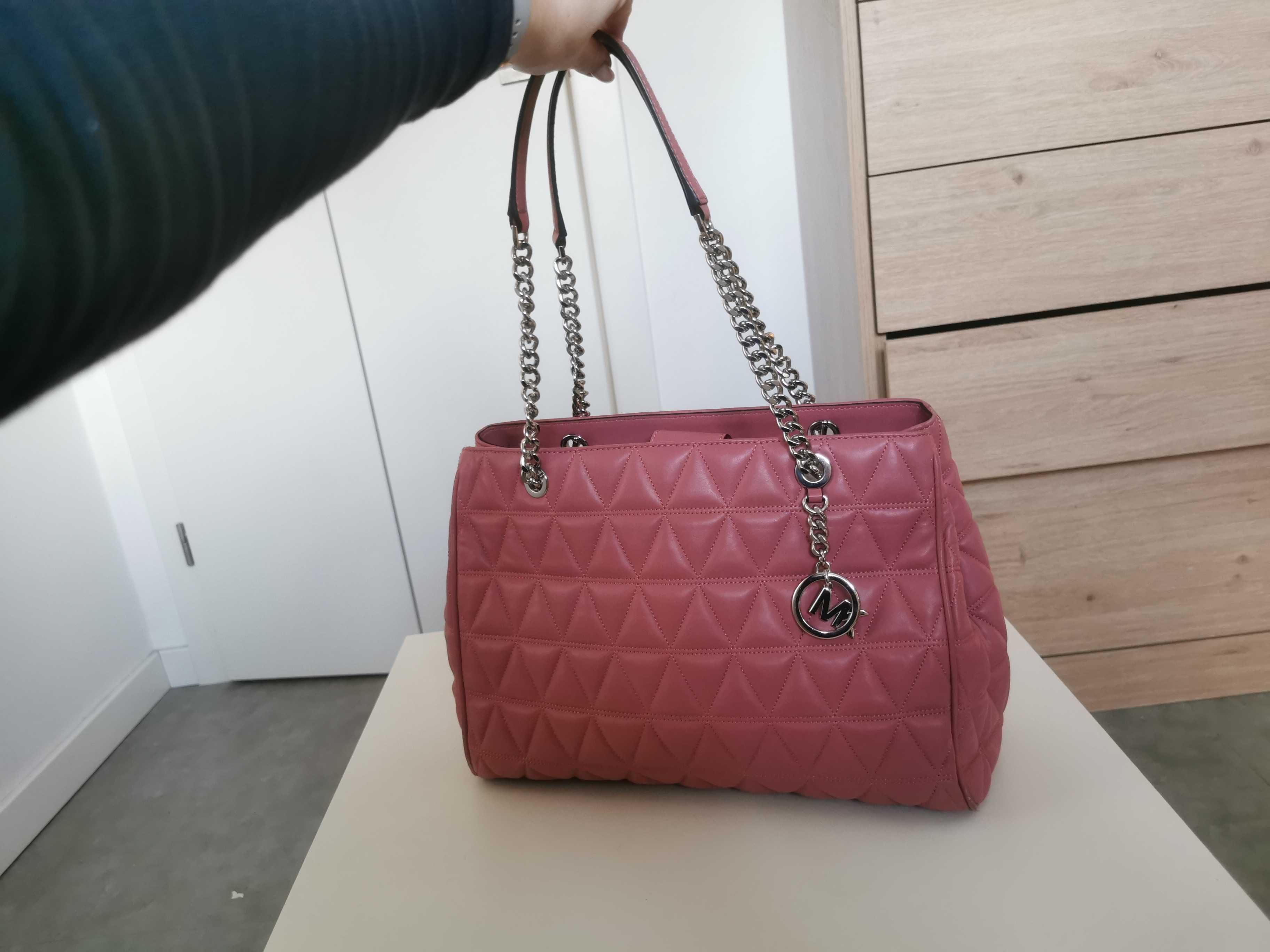 Michael KORS torba skóra naturalna oryginał różowa srebrna jak nowa