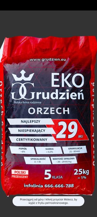 Węgiel orzech, Ekogroszek, Luz, Workowany Polski,Najwyższej jakości,