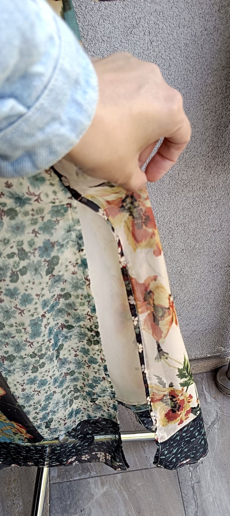 Sukienka letnia M biust 46x2 zwiewna romantic kwiaty maki