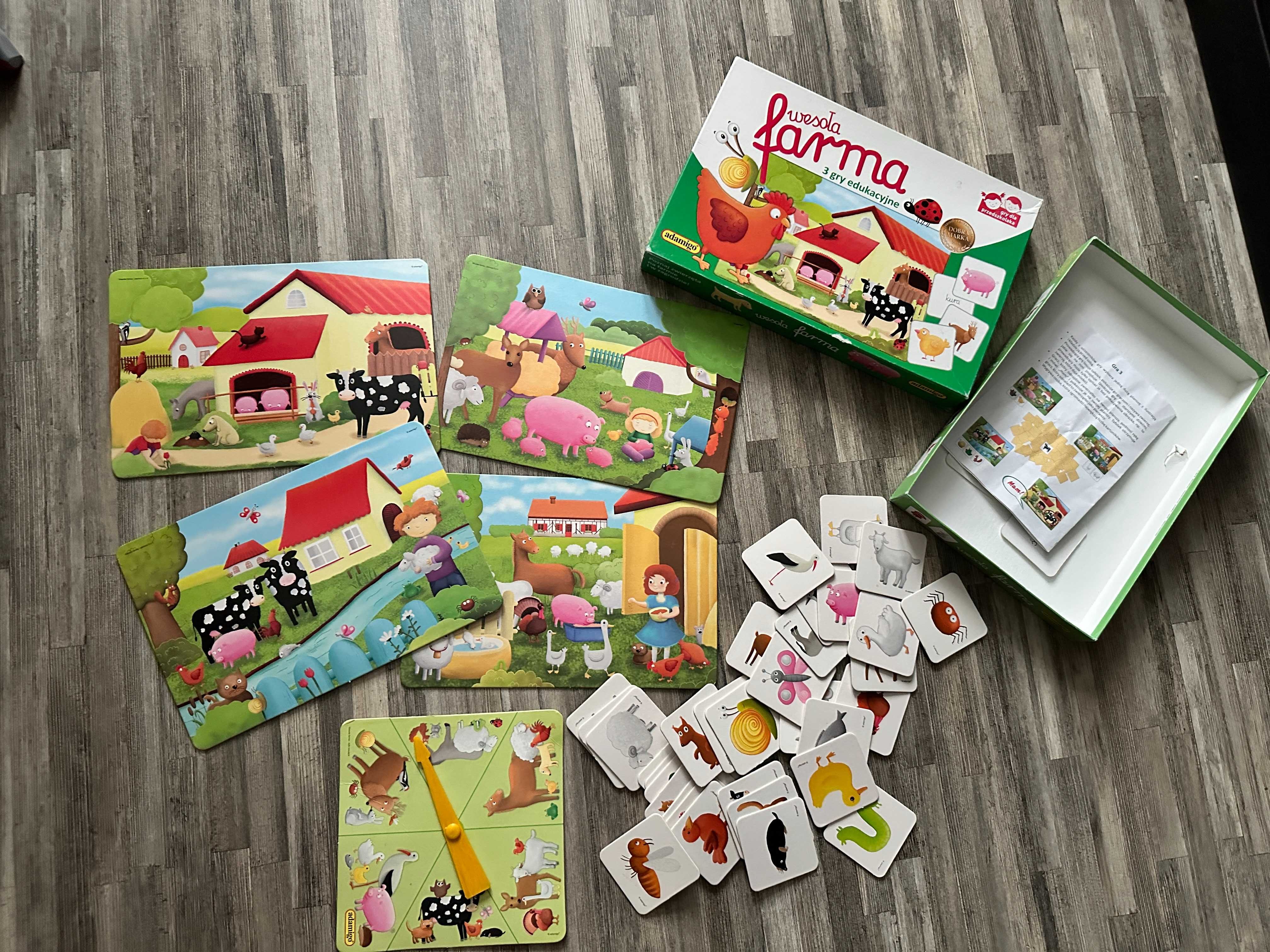 Zestaw 4cz.”Wesoła farma"+stemple+puzzle + klocki  / dla przedszkolaka