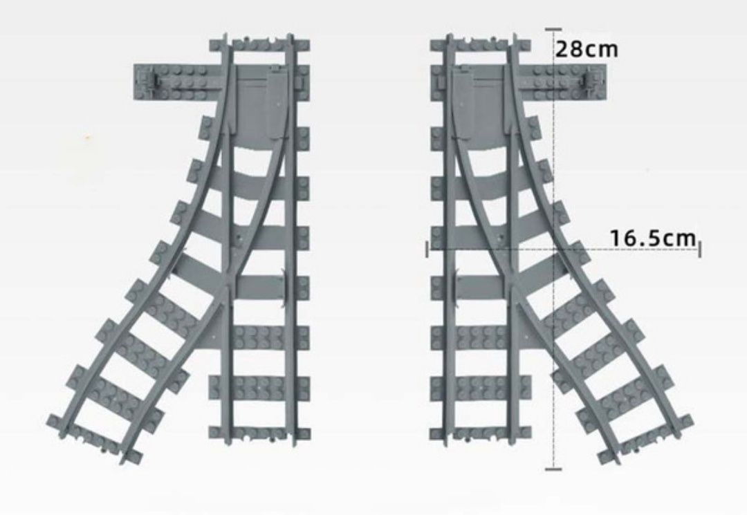 Tory zwrotnice 2szt rozjazdy kompatybilne z Lego pociąg city