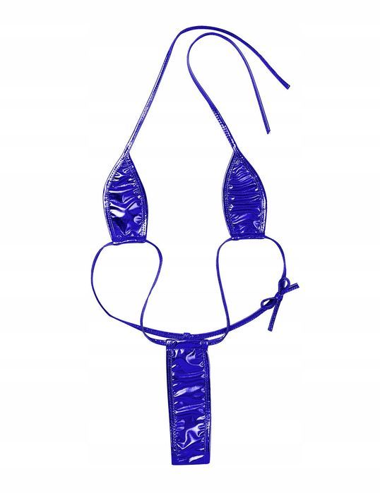 Seksowne monokini wiązane strój kąpielowy błyszczący niebieski