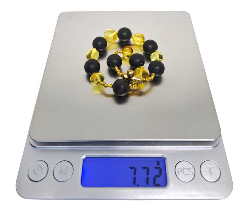 Bransoletka różaniec, dziesiątka różańca, BURSZTYN bałtycki #1012