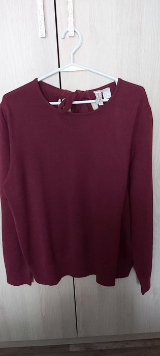 Sweterek bordowy z wiązaniem na karku H&M XL