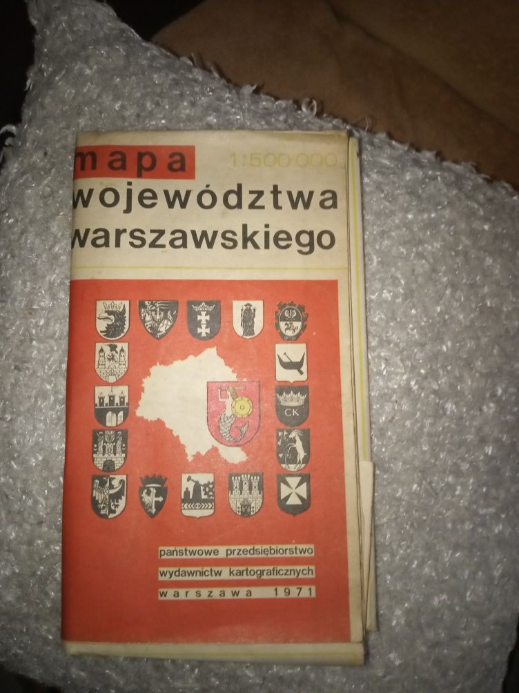 Mapa województwa Warszawskiego PRL