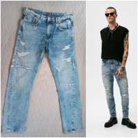 Zara Man jeansy z przetarciami 32r pas 45cm dług. 99cm