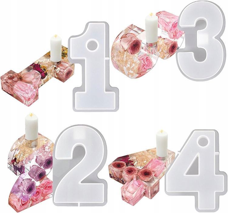 silikonowa forma na świece w kształcie cyfry 1-4