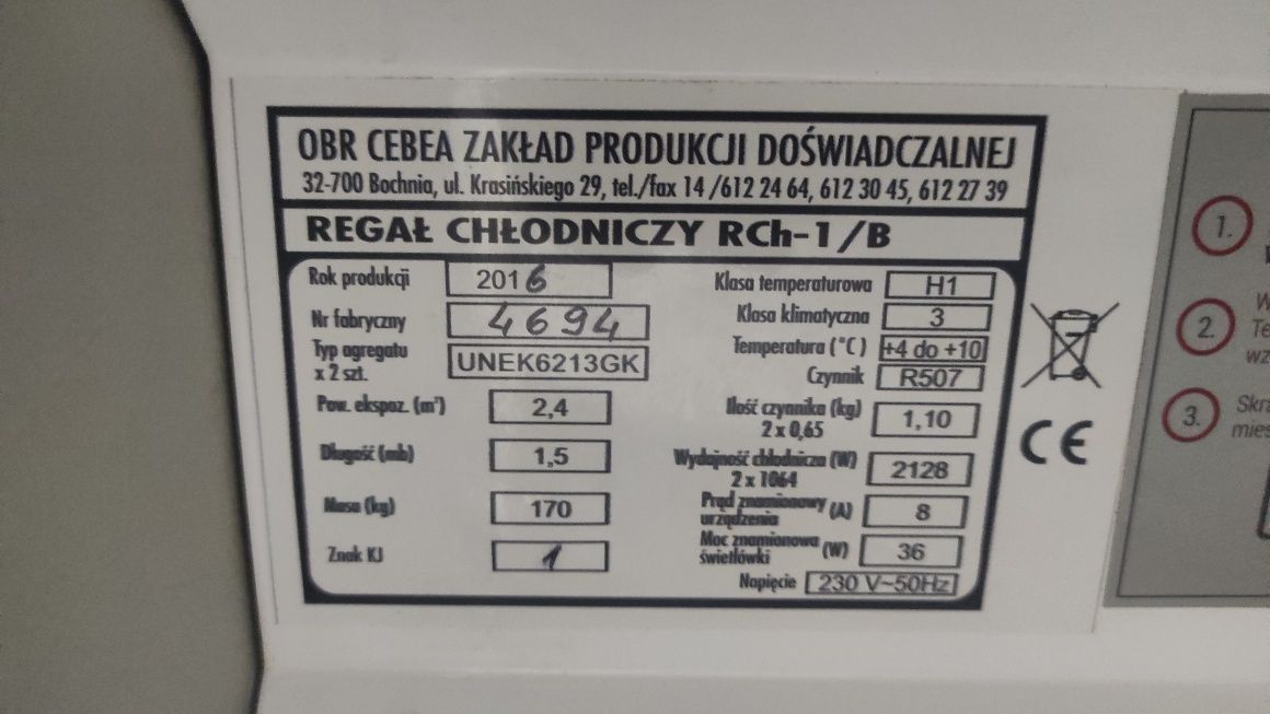 Witryna chłodnicz Regał chłodniczy CEBEA Bochnia