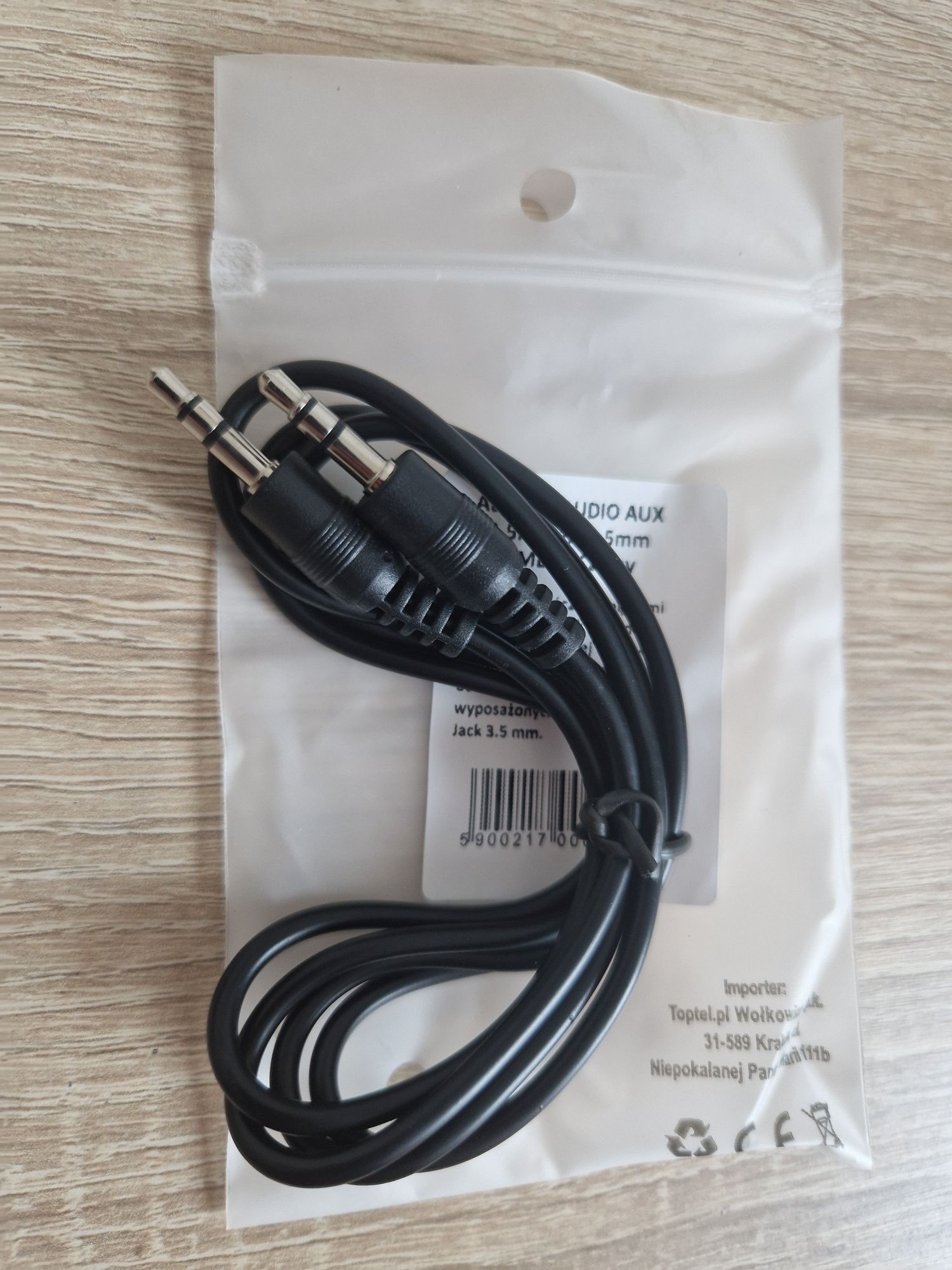 Adapter AUDIO AUX - jack 3,5mm na jack 3,5mm - 1 METR Czarny