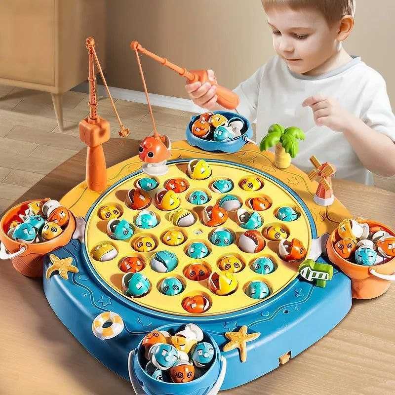 Детская игрушечная музыкальная инерционная магнитная рыбалка