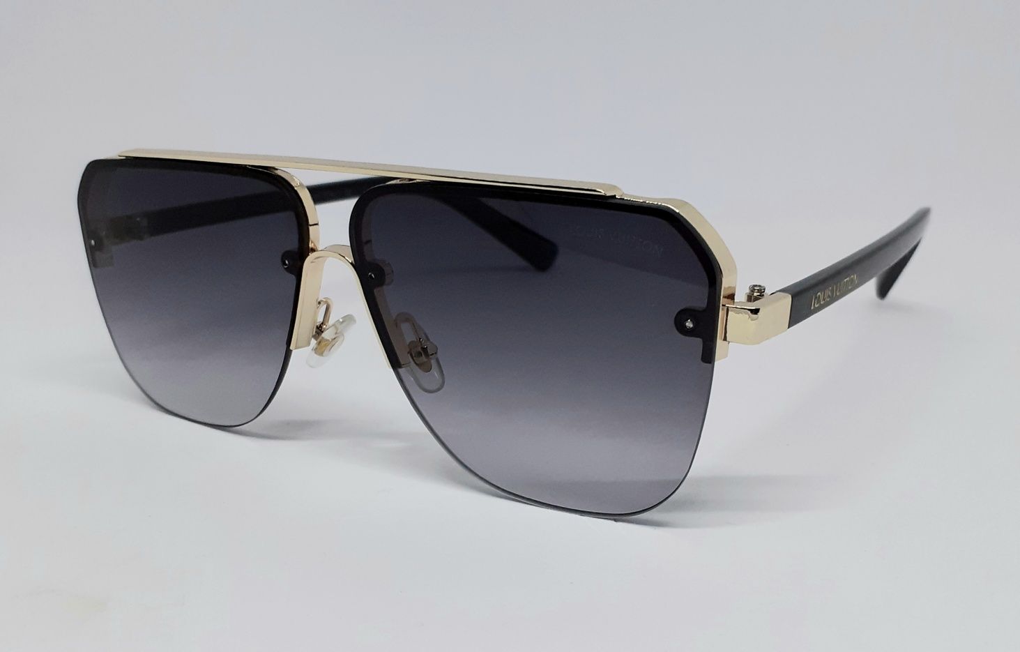 Louis Vuitton стильные мужские очки классика темно сер градиент в золо