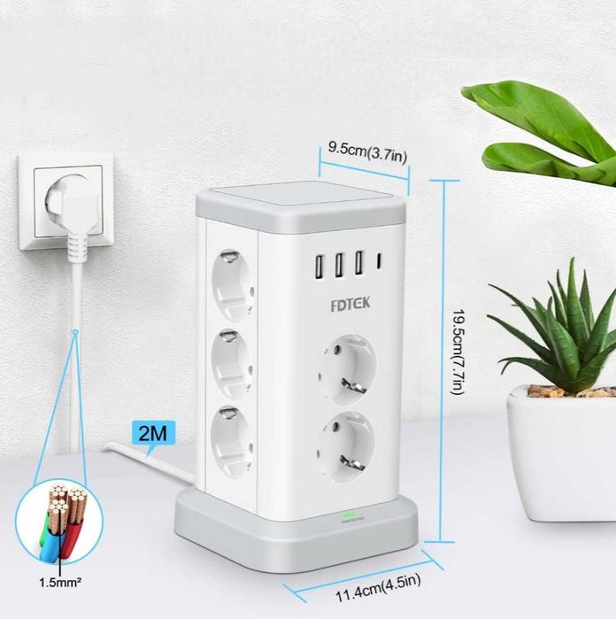 Gniazdo wielokrotne 15w1 Listwa przepięciowa FDTEC USB