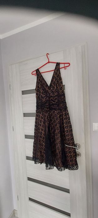 Sukienka czarna S na wesele lato koronkowa vintage