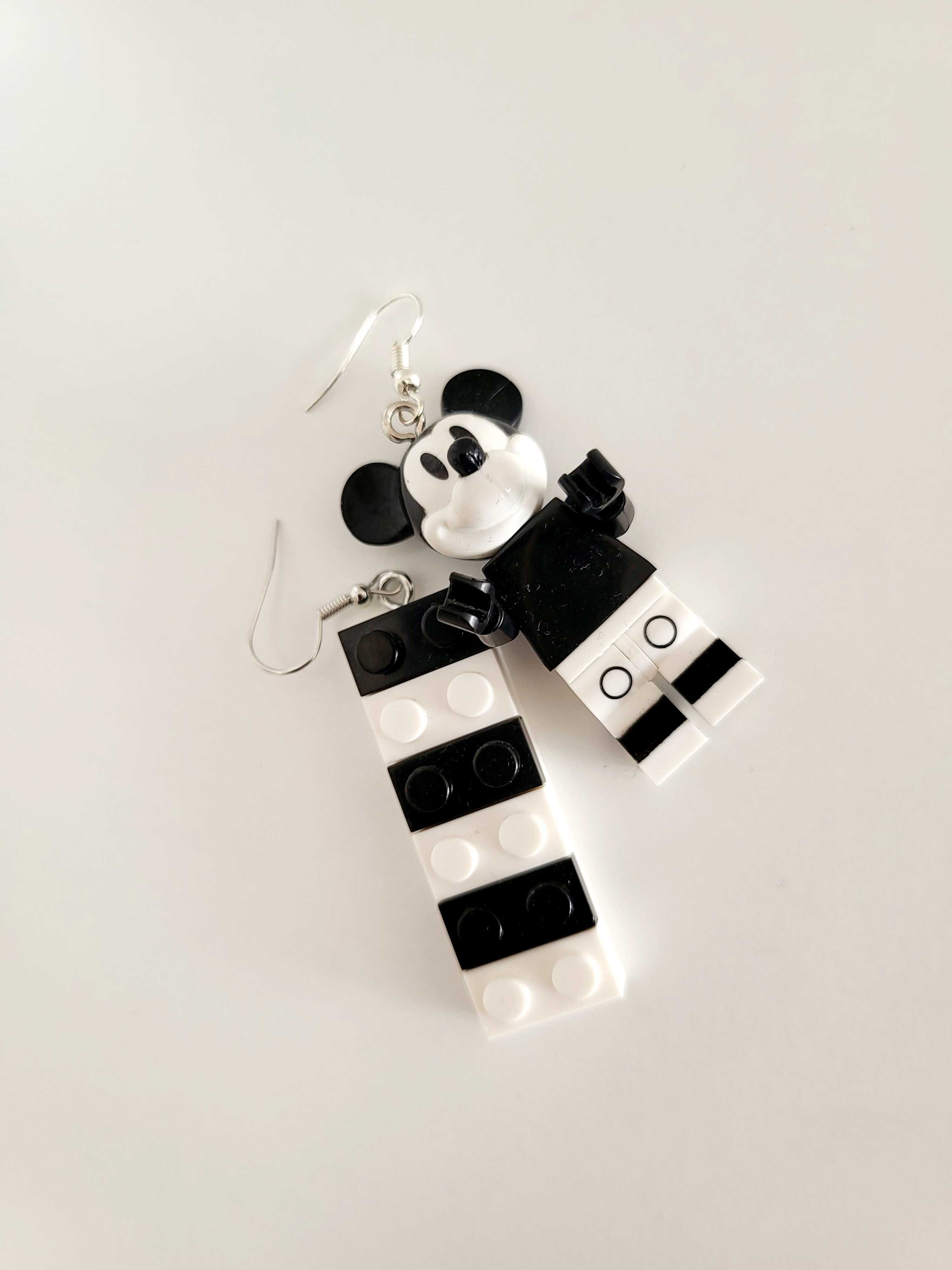 Kolczyki asymetryczne hand-made Myszka Miki Mickey Mouse + klocki