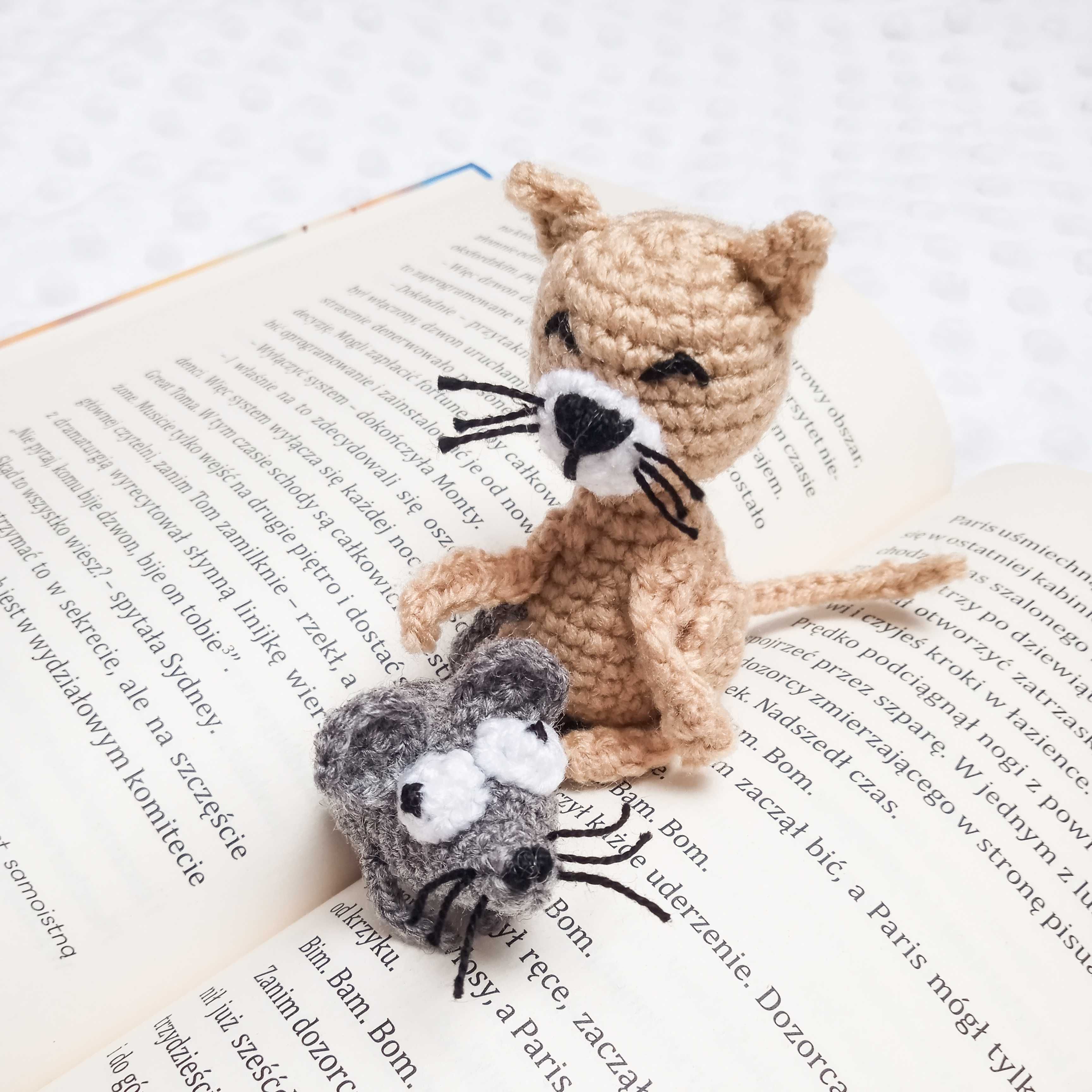 Zakładka do książek kotek z myszką kot mysz rękodzieło handmade