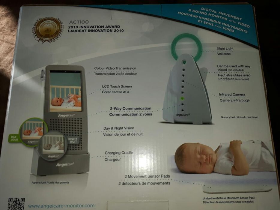 Monitor oddechu Angelcare AC1100 2 płytki Niania Baby Phone