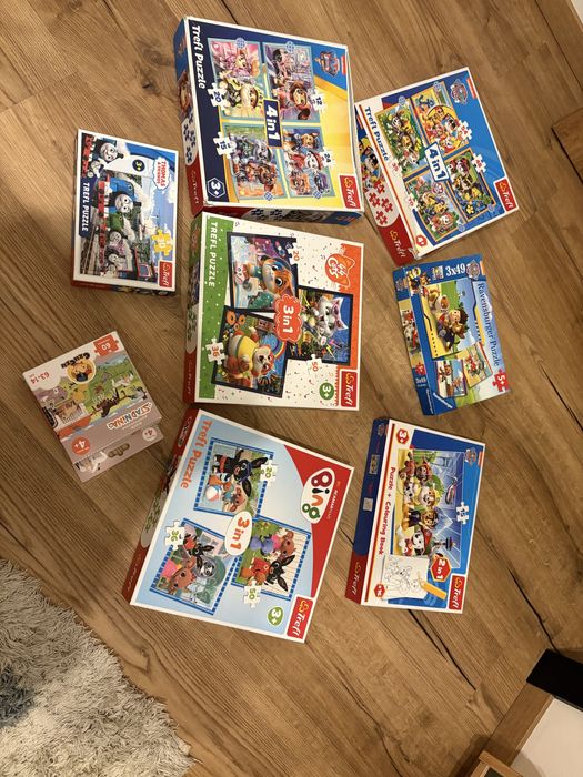 8 x puzzle trefl Psi patrol, Bing, Tomek i Przyjaciele, czuczu