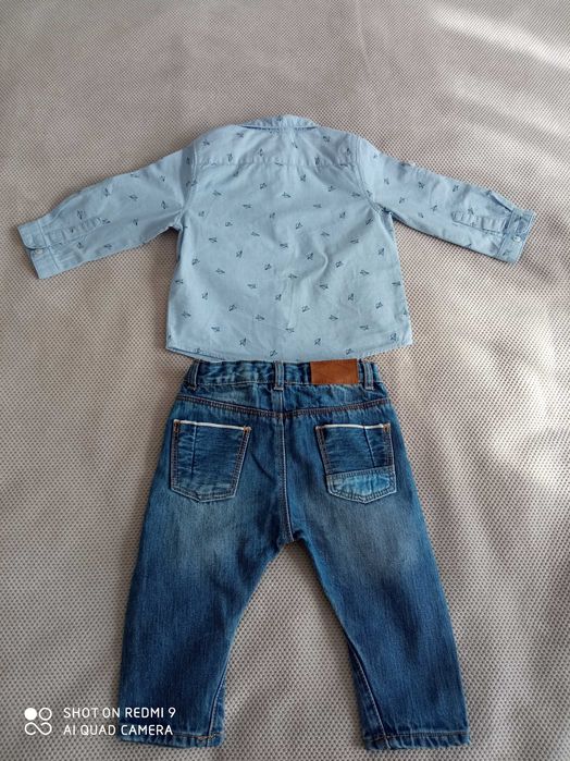 Komplet dziecięcy/ chłopięcy Zara - koszula i dżinsy (rozmiar 74)
