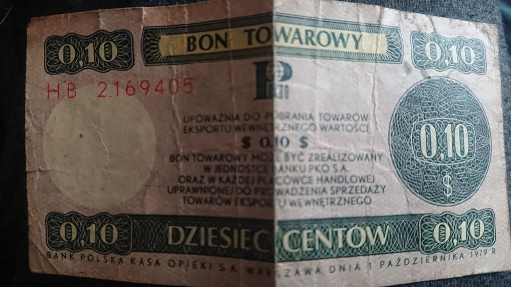 Bon towarowy 10 centów seria HB
