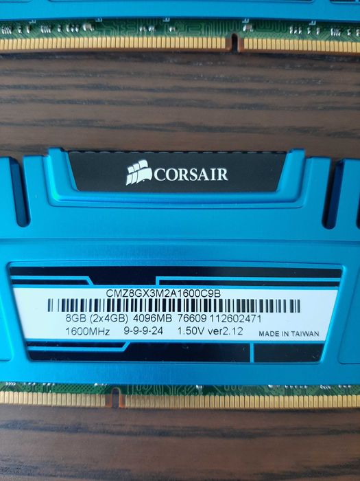 Memorias Corsair DDR3 1600MHz 8GB (2x4GB) C9 - Azuis