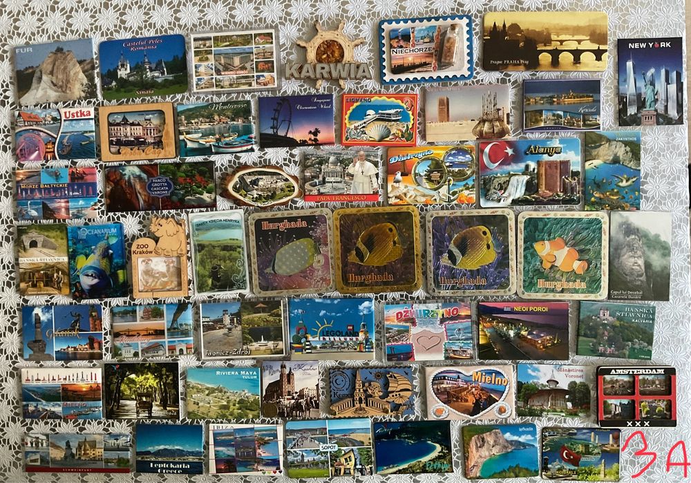 Magnesy na lodówkę kolekcja duża zestaw 140 sztuk