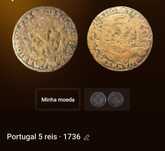 Moeda de 5 Reis de 1736