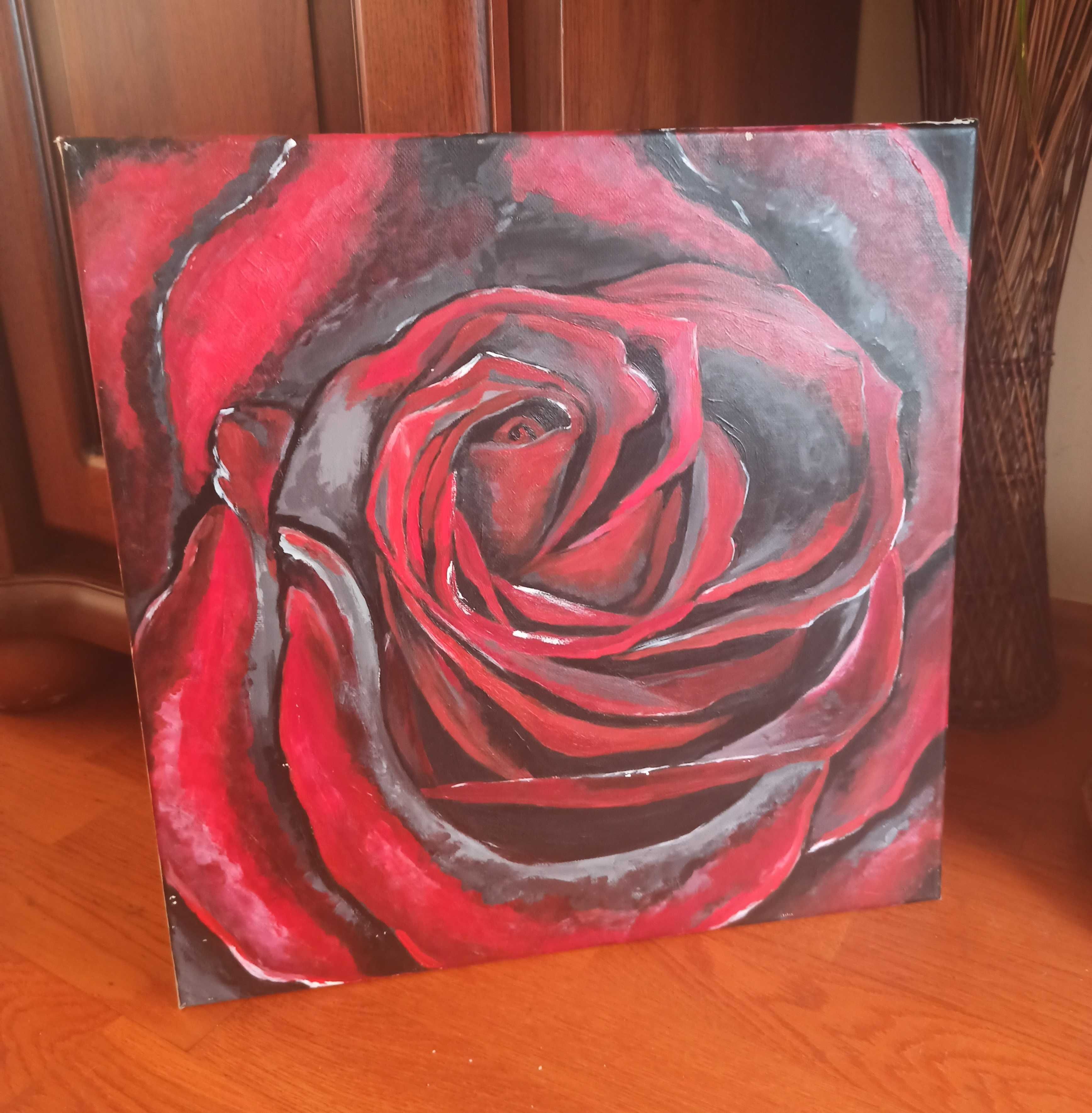 Obraz róża akryl na płótnie 40 x 40 cm