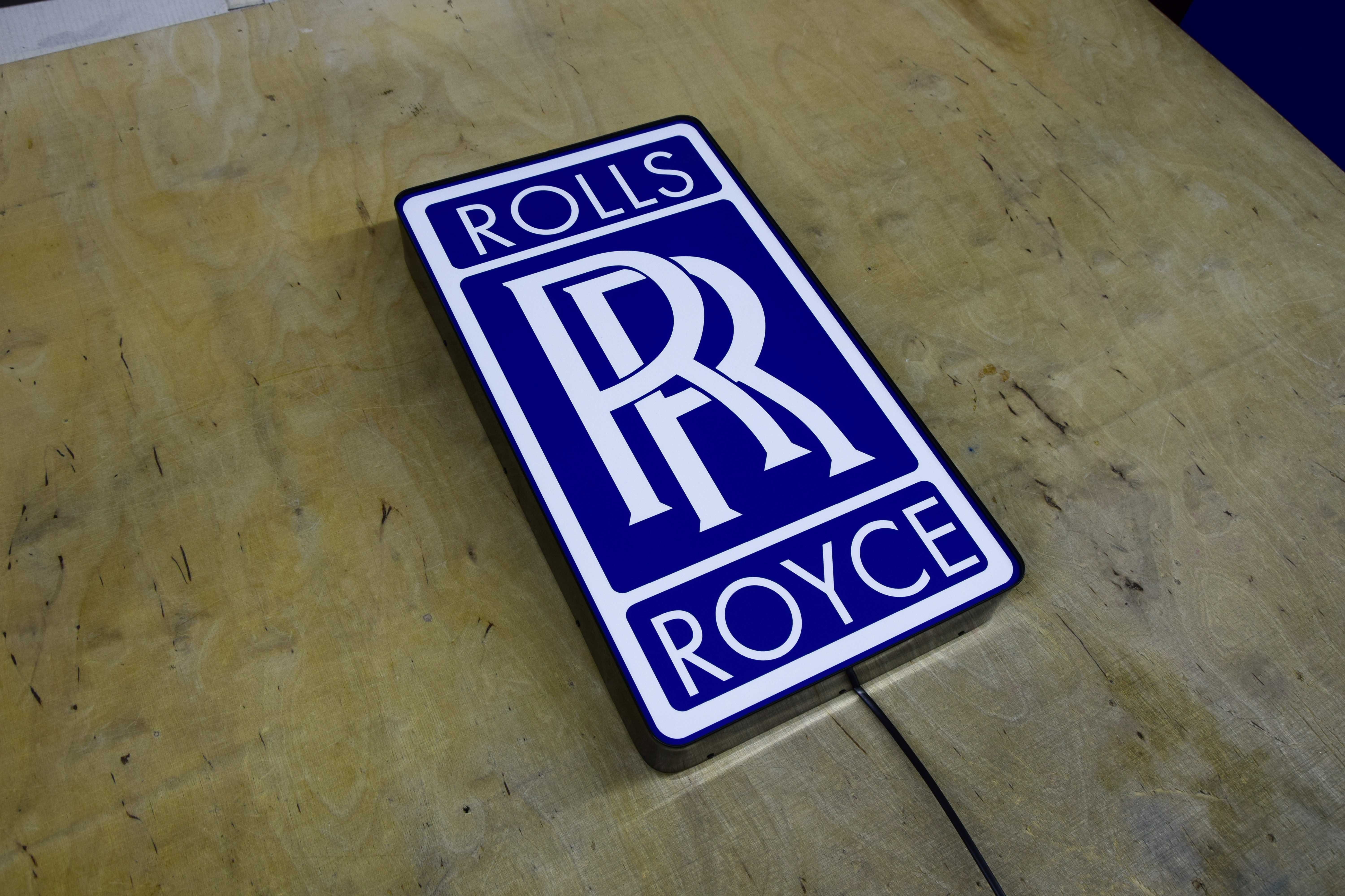 Reklama ROLLS ROYCE, Podświetlane Logo, Neon LED, Znaczek 3D, Prezent