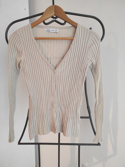 Casaco canelado bege Zara M