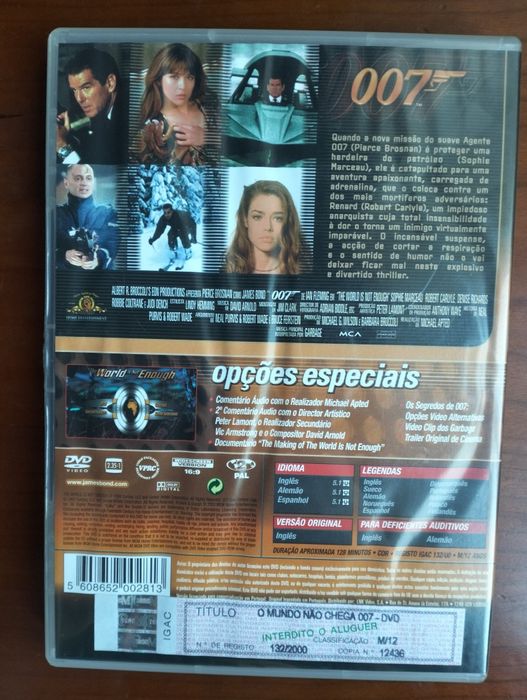 DVD 007 O mundo não chega