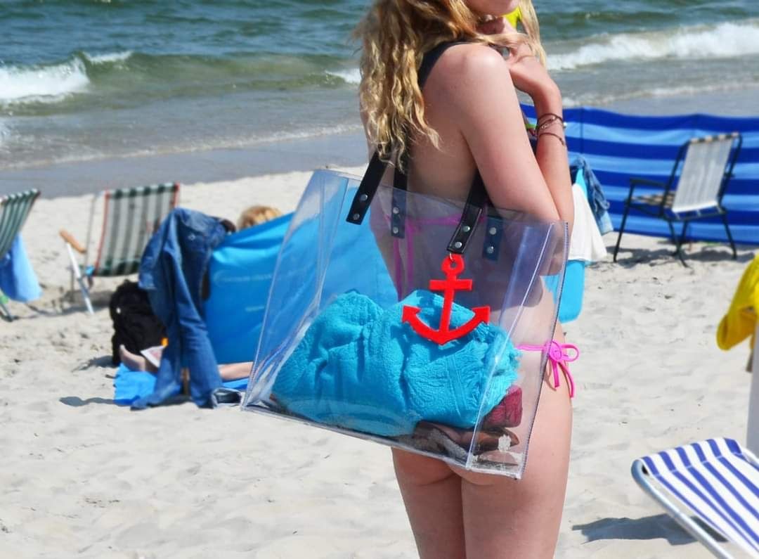 Przezroczysta torba plażowa ręcznie szyta