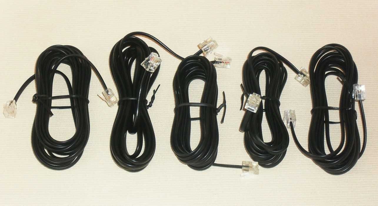 Kabel, przewód telefoniczny długość 3 m 2x RJ11 6p2c czarny 5 szt.