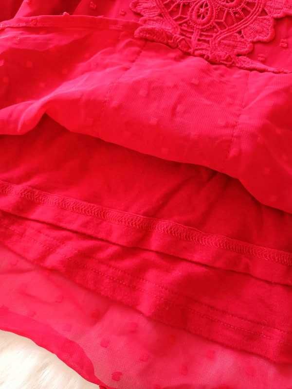 czerwona, elegancka bluzka z gipiurą S M
