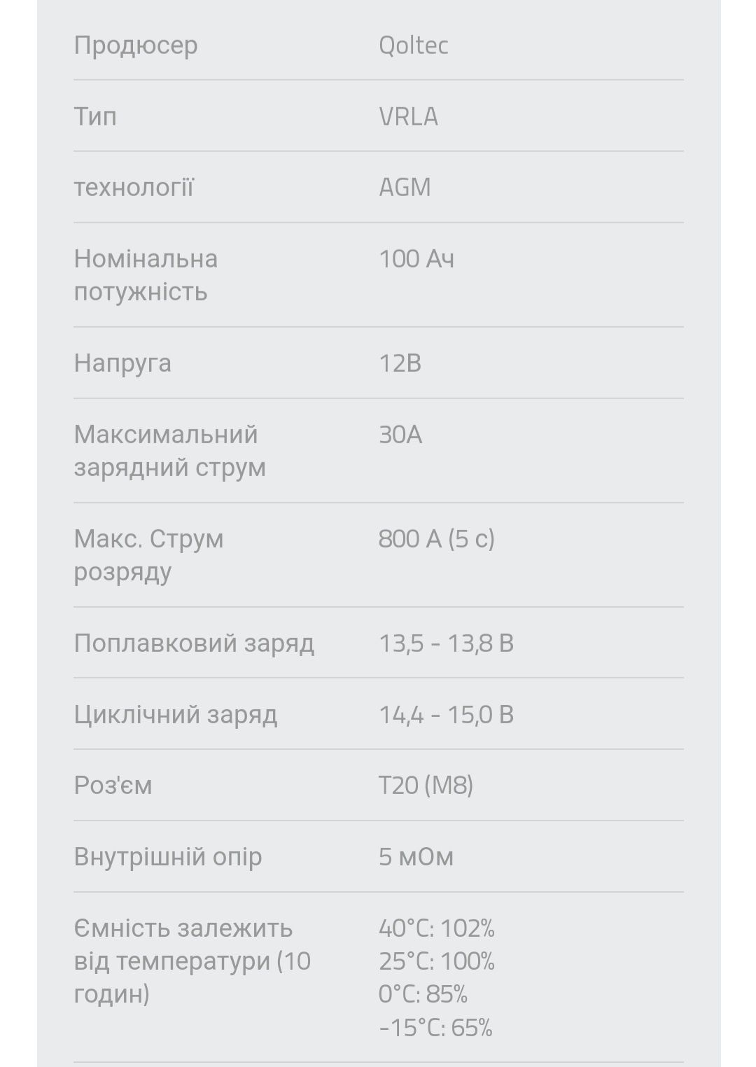 Акумулятор тяговий AGM 100Ah для ДБЖ gel 2024 рік