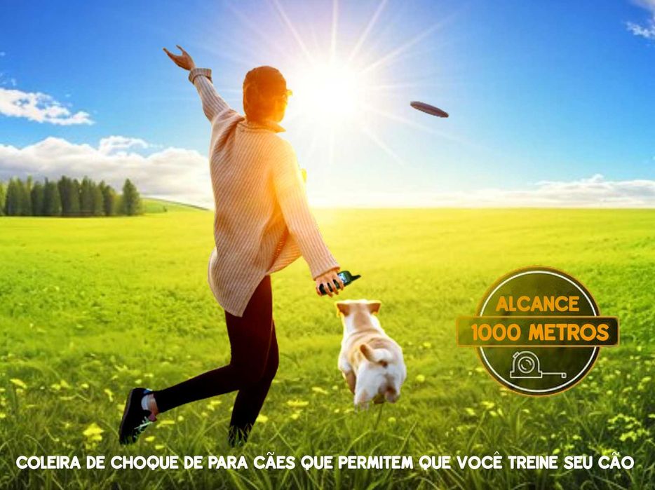 Coleira adestramento à distância para 1 cão com alcance de 1000 metros