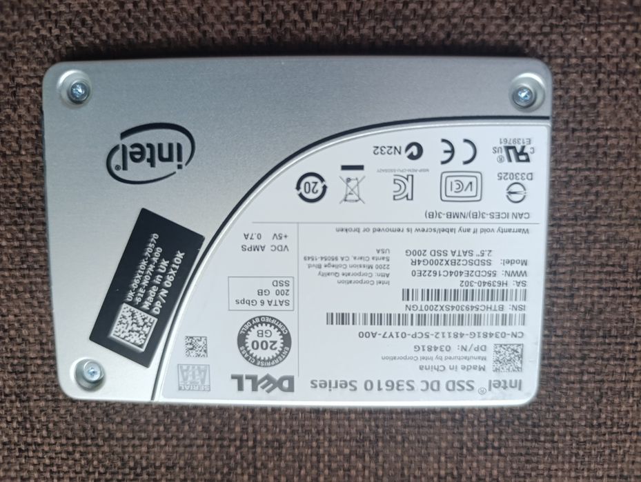 Haкoпичувaч 2.5" Intel DC SЗ610 200 GB 6G SATA