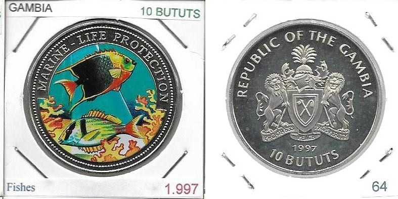 Gâmbia - - 10 Bututs - 1997 - - "Protecção da Vida Marítima" - - Moeda