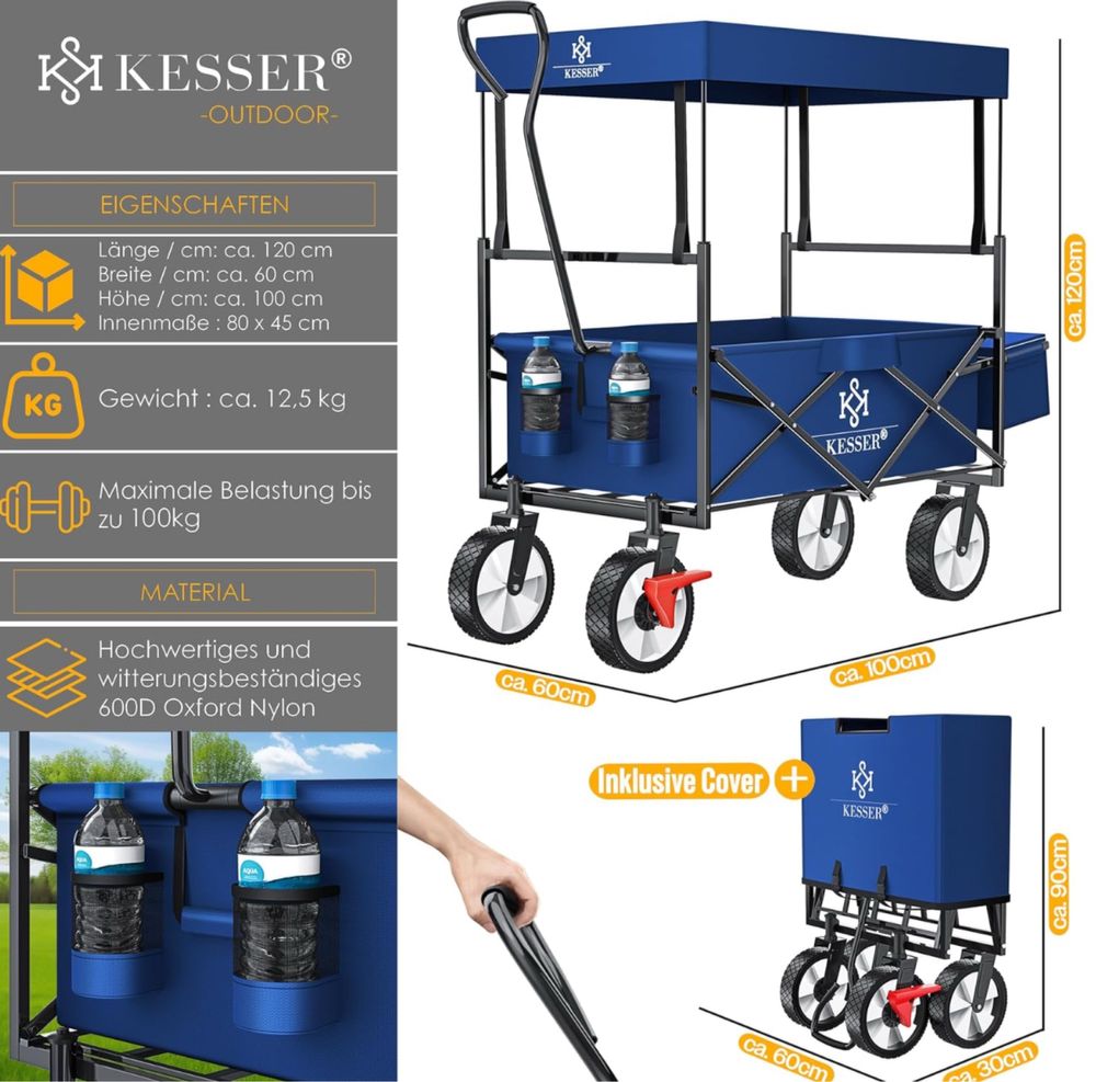 Wózek transportowy Wózek składany KESSER 100L