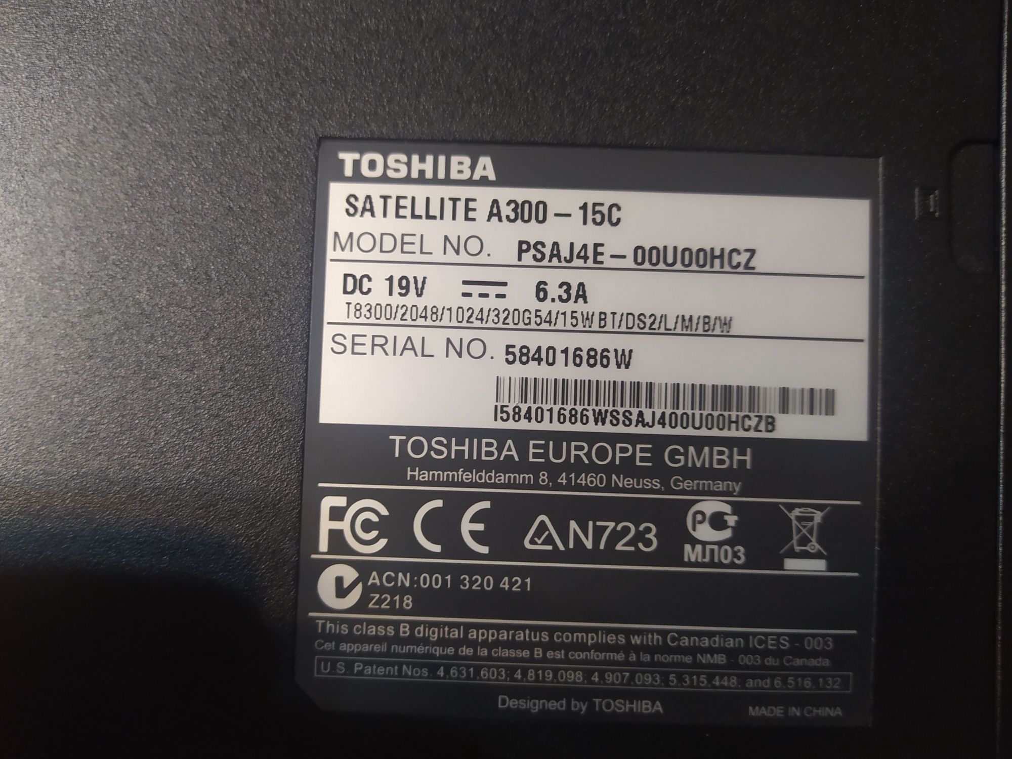 Ноутбук Toshiba A300-15c На запчастини