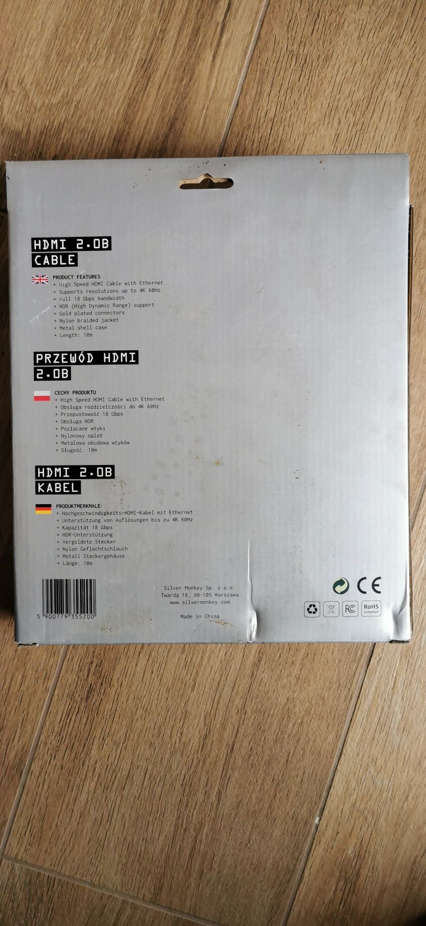 Kabel HDMI 2.0 SILVER MONKEY 2.0B 10 metrów