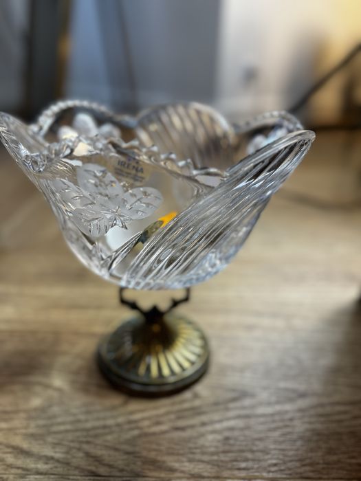 Kryształowa waza owocarka naczynie kryształ złoty vintage antyk